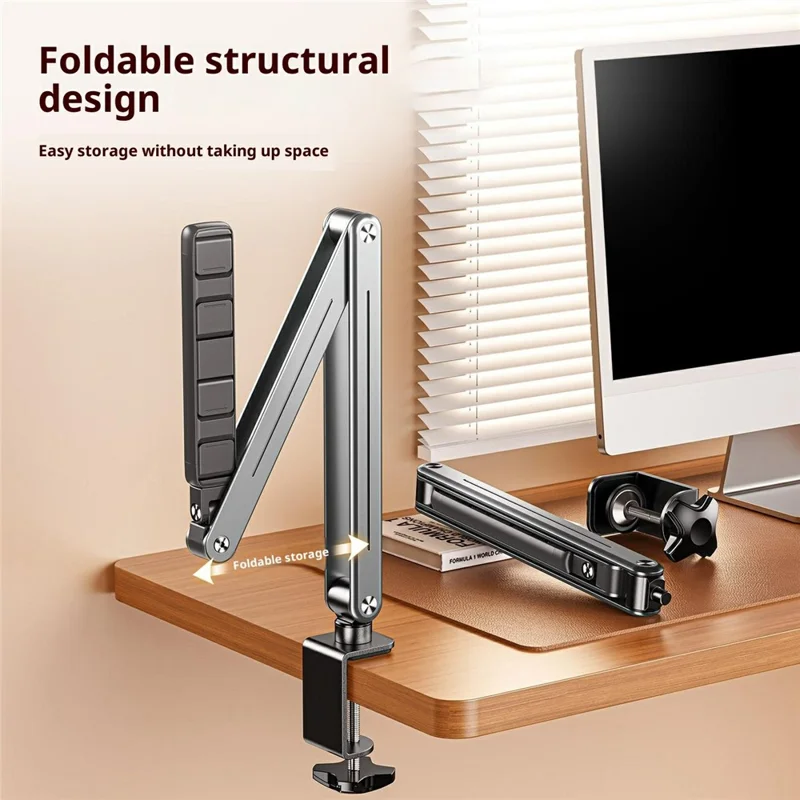 Supporto per tablet pieghevole P86 in lega di alluminio, braccio di sospensione rotante a 360 gradi, supporto per tablet per letto/scrivania