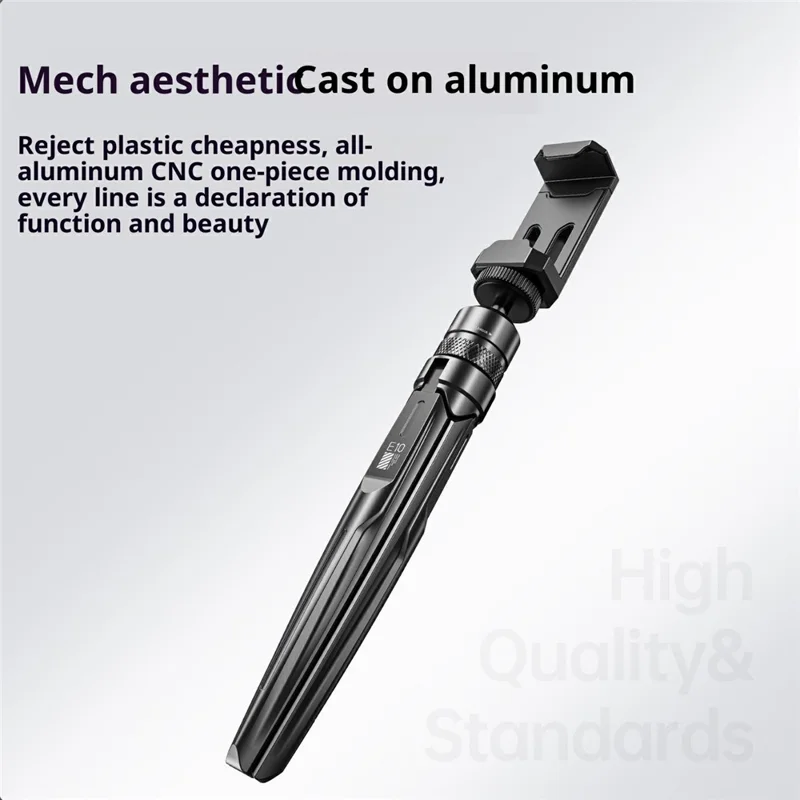 الحامل الثلاثي E10 من سبائك الألومنيوم لهواتف الذكية وكاميرات التصوير، حامل مكتبي وعصا سيلفي محمولة - برتقالي