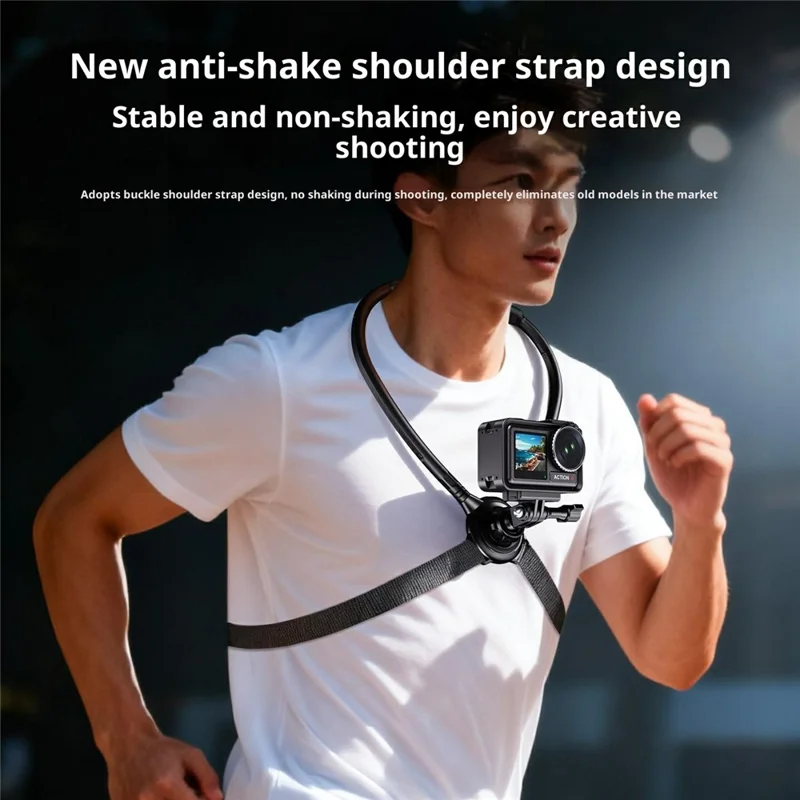 G01 POV-klampe til kamera til DJI Osmo Action 5 Pro / 4 / GoPro Hero 13 / 12 / Insta360 Ace Pro, roterbar halsholder og beslag