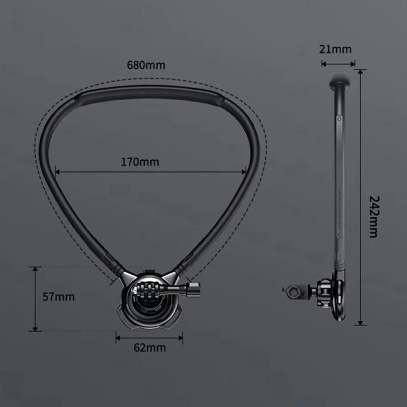 G01 POV-klampe til kamera til DJI Osmo Action 5 Pro / 4 / GoPro Hero 13 / 12 / Insta360 Ace Pro, roterbar halsholder og beslag