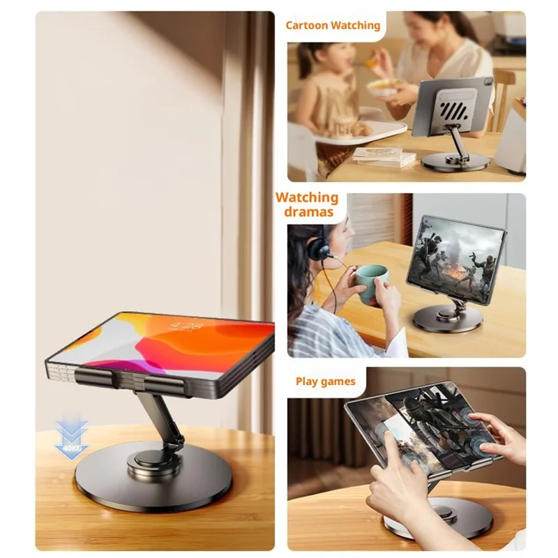 Bulk Purchasing Metal Stand for Tablets Under 12.9 Inch 360 Degree Rotating Foldable Desktop Holder - Black