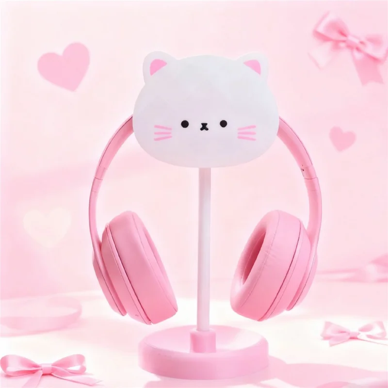 Милая подставка для наушников в стиле кошки с базой для хранения - Розовый