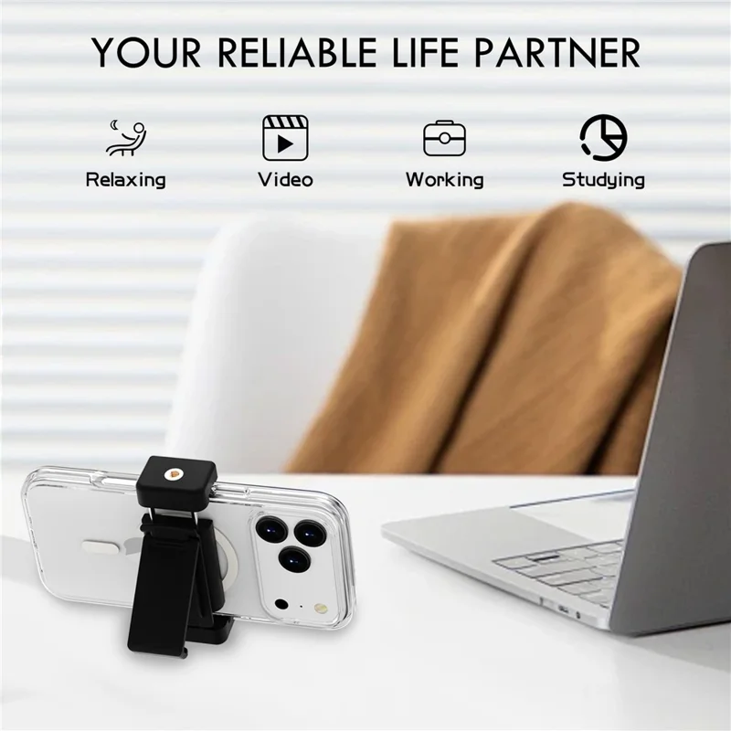 Uniwersalny uchwyt do telefonu z obrotem 360°, klips na pasek, stojak do telefonu, regulowany zakres zaciskania 5,8-9,5 cm – Czarny