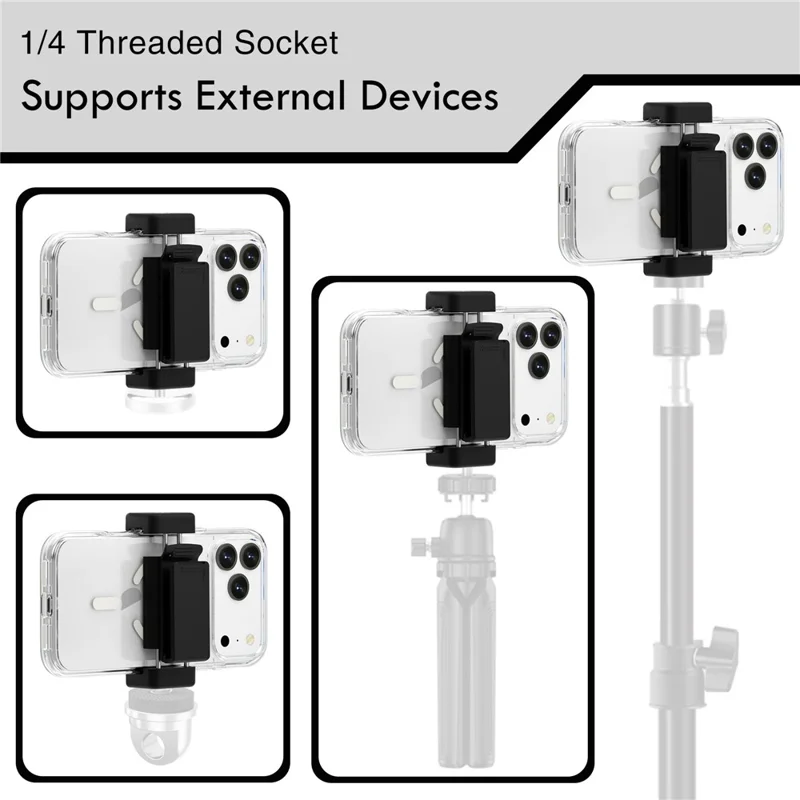 Uniwersalny uchwyt do telefonu z obrotem 360°, klips na pasek, stojak do telefonu, regulowany zakres zaciskania 5,8-9,5 cm – Czarny