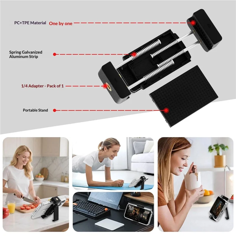 Uniwersalny uchwyt do telefonu z obrotem 360°, klips na pasek, stojak do telefonu, regulowany zakres zaciskania 5,8-9,5 cm – Czarny