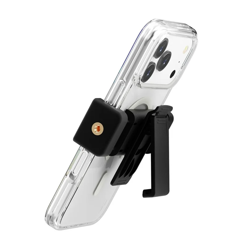 Uniwersalny uchwyt do telefonu z obrotem 360°, klips na pasek, stojak do telefonu, regulowany zakres zaciskania 5,8-9,5 cm – Czarny
