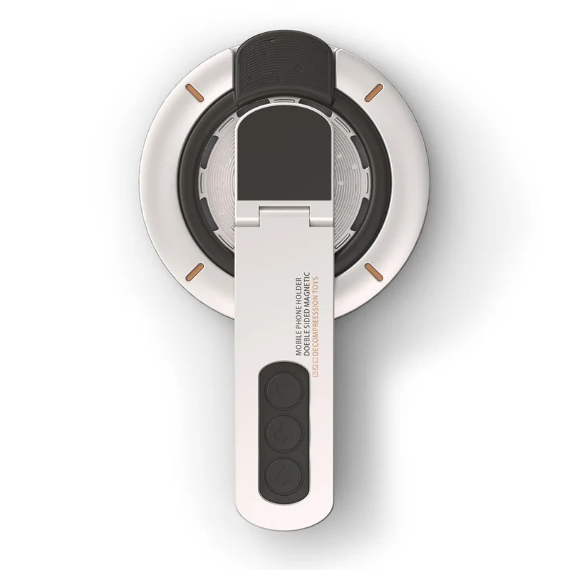 Dual Sided Magnetic Phone Kickstand 360 Degree Rotation Desktop Holder Stress Relief Zinc Alloy Phone Back Stand - White