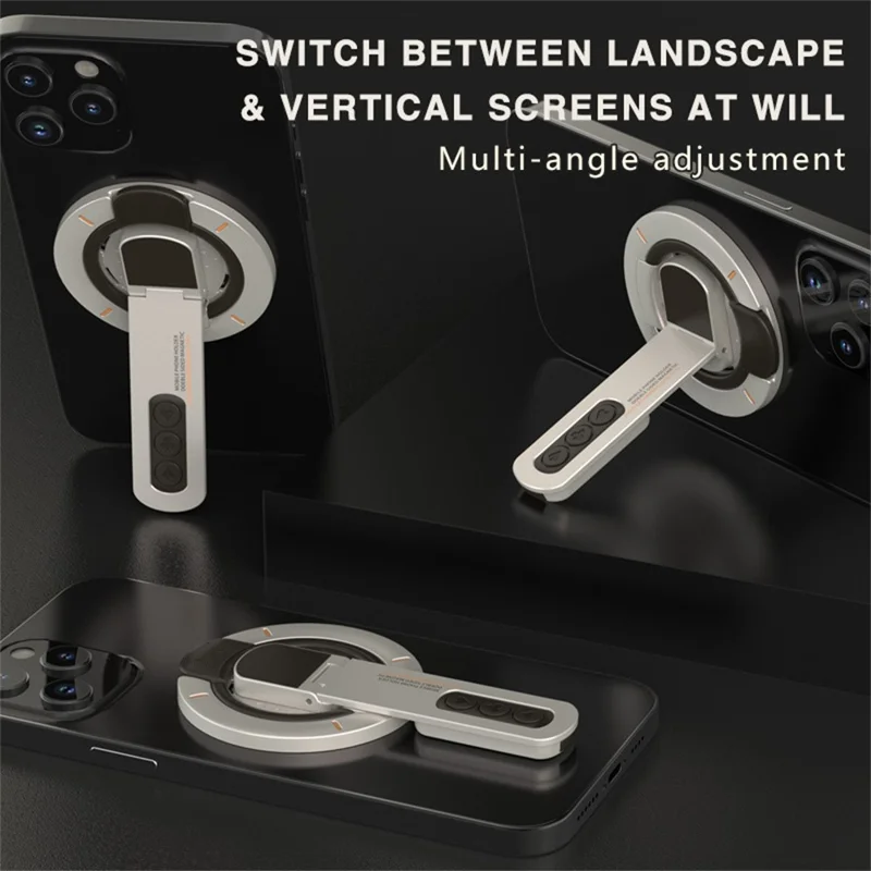 Dual Sided Magnetic Phone Kickstand 360 Degree Rotation Desktop Holder Stress Relief Zinc Alloy Phone Back Stand - White