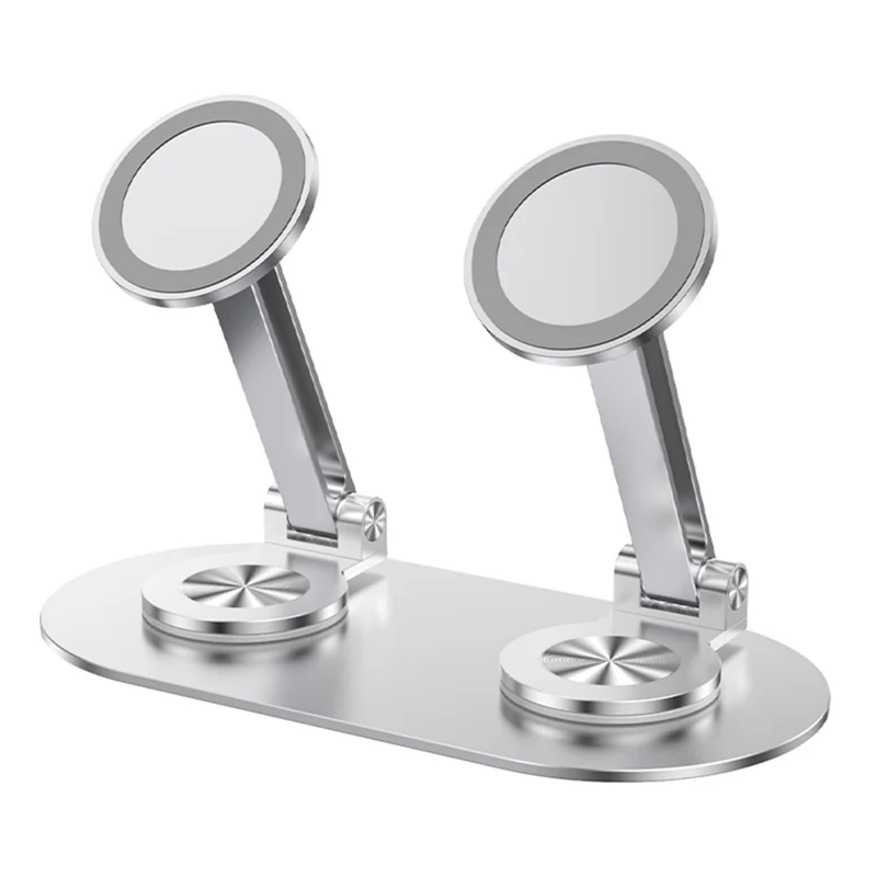 CX-3 Двухголовый магнитный держатель для телефона с поворотом на 360 градусов, алюминиевый сплав, регулируемый угол, подходит для прямых трансляций — Серебристый