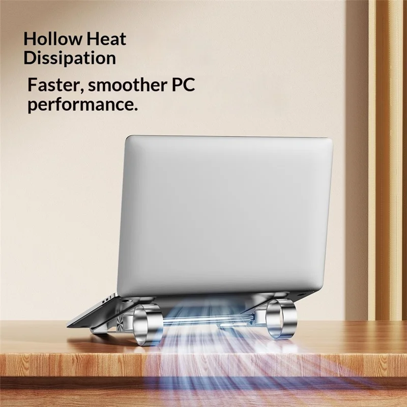 0022 Support Portable en Aluminium pour Ordinateur Portable, Repose Bureau Réglable, Tapis de Refroidissement Pliable, Design Ergonomique pour Maison / Bureau - Argent