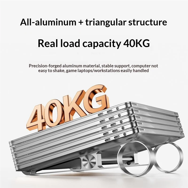 0022 Support Portable en Aluminium pour Ordinateur Portable, Repose Bureau Réglable, Tapis de Refroidissement Pliable, Design Ergonomique pour Maison / Bureau - Argent