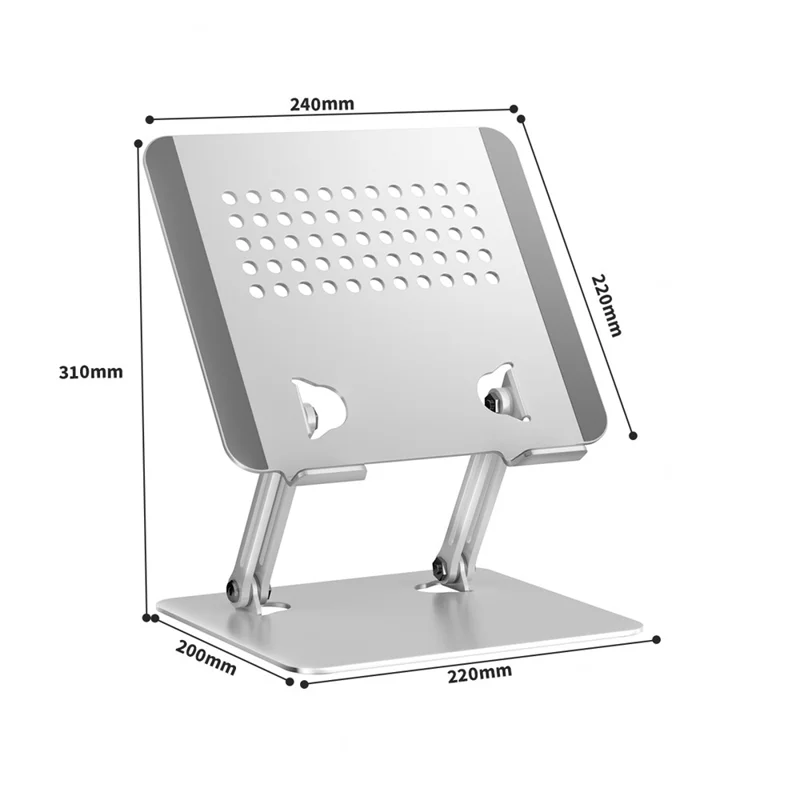 0031 Soporte Ajustable de Altura y Ángulo para Portátil, Soporte de Metal de Enfriamiento para Escritorio para Notebook/Tablet, Modelo Básico - Blanco