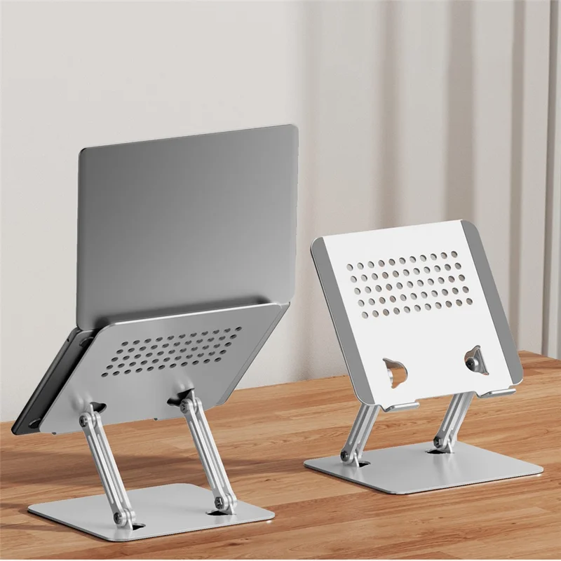 0031 Soporte Ajustable de Altura y Ángulo para Portátil, Soporte de Metal de Enfriamiento para Escritorio para Notebook/Tablet, Modelo Básico - Blanco