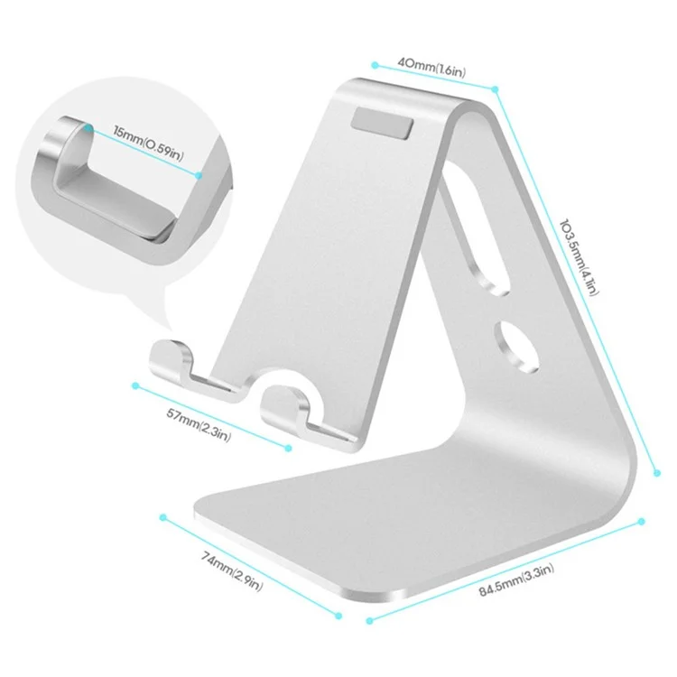 For Mobile Phone / Tablet within 8inch Aluminum Alloy Hands-free Bracket Anti-skid Desktop Stand