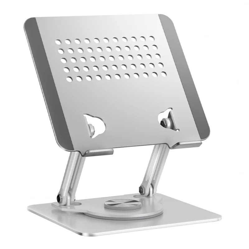 0031 Rotating Laptop Stand Adjustable Height Angle Metal Desk Cooling Rack for Notebook / Tablet - White