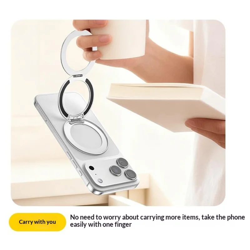 Q11  Ultra Thin Tri-Fold Magnetic Ring Stand Adhesive Mount 360 Degree Rotation Phone Bracket - Orange