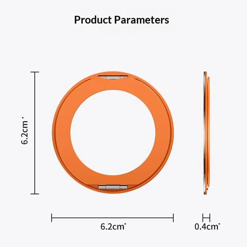Q11  Ultra Thin Tri-Fold Magnetic Ring Stand Adhesive Mount 360 Degree Rotation Phone Bracket - Orange