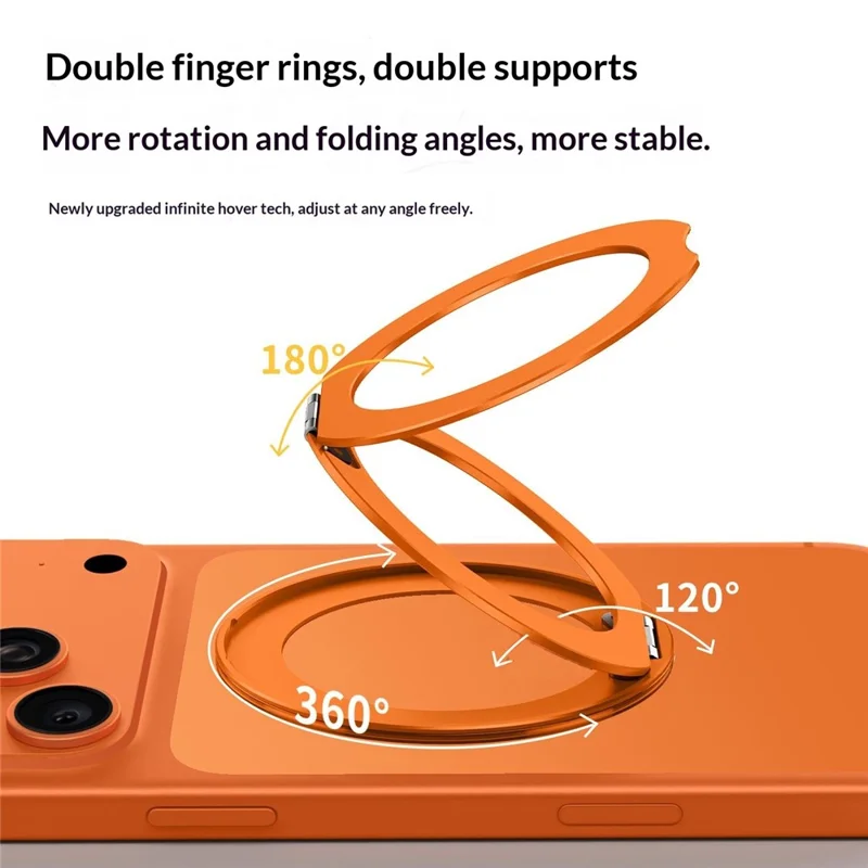Q11  Ultra Thin Tri-Fold Magnetic Ring Stand Adhesive Mount 360 Degree Rotation Phone Bracket - Orange