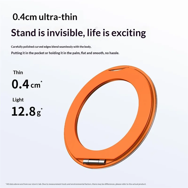 Q11  Ultra Thin Tri-Fold Magnetic Ring Stand Adhesive Mount 360 Degree Rotation Phone Bracket - Orange
