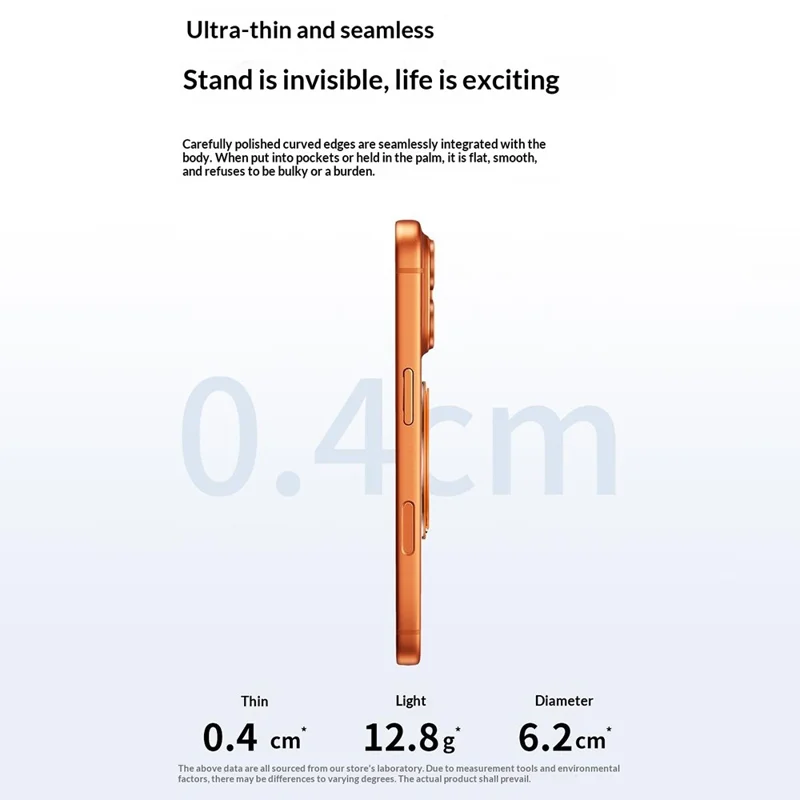 Q11  Ultra Thin Tri-Fold Magnetic Ring Stand Adhesive Mount 360 Degree Rotation Phone Bracket - Orange