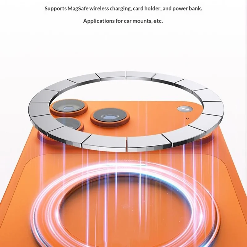 Q11  Ultra Thin Tri-Fold Magnetic Ring Stand Adhesive Mount 360 Degree Rotation Phone Bracket - Orange