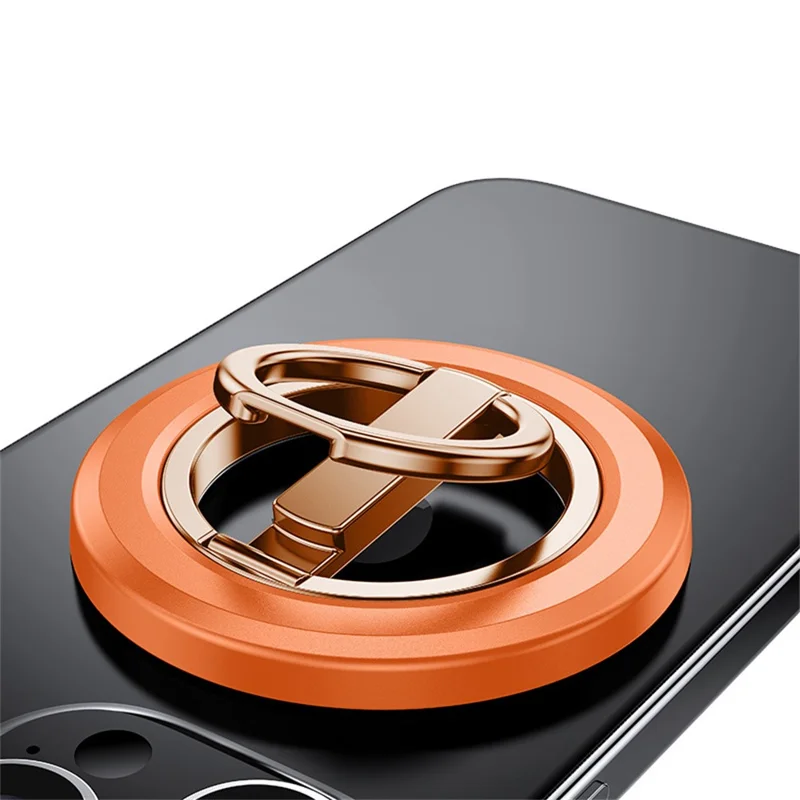 Magnetic Phone Ring Stand Foldable Strong Magnet Holder 360° Rotation Phone Desktop Stand - Orange