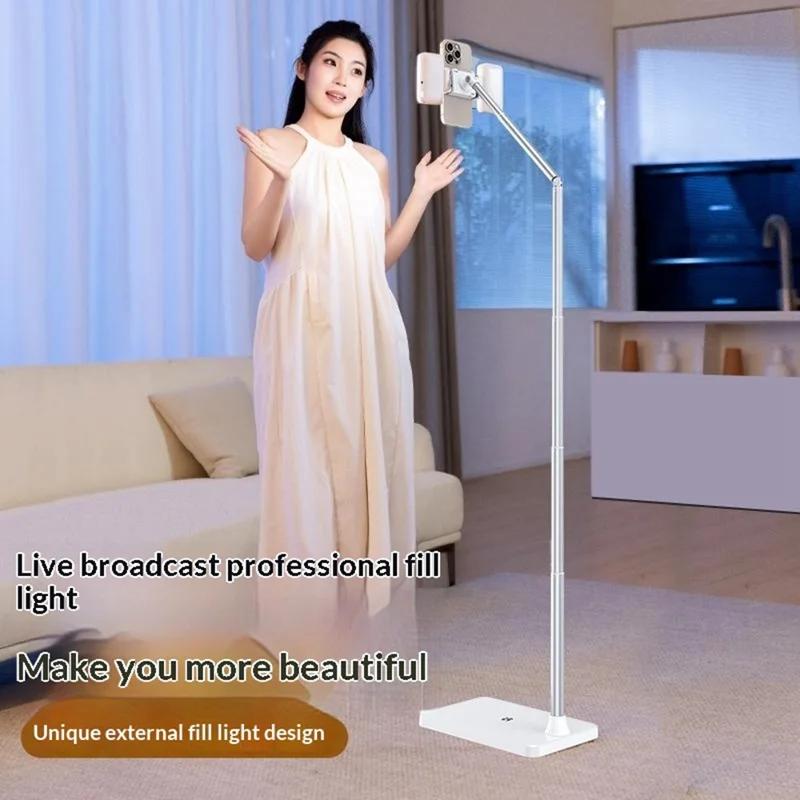X10 Universal Phone Tablet Floor Stand 720° Rotation Adjustment Overhead Shooting Stand for Live Streaming - White