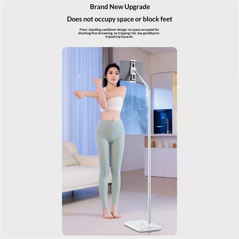 X10 Universal Phone Tablet Floor Stand 720° Rotation Adjustment Overhead Shooting Stand for Live Streaming - White