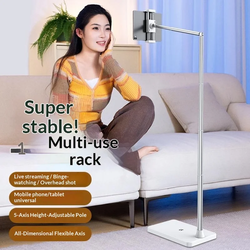 X10 Universal Phone Tablet Floor Stand 720° Rotation Adjustment Overhead Shooting Stand for Live Streaming - White