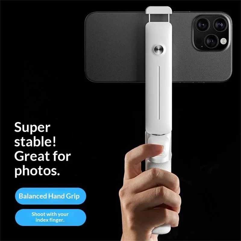 I6 Mini Treppiede per Selfie Compatibile Bluetooth, Manico per Selfie con Rotazione di 360° per Fotografia all'Aperto - Bianco