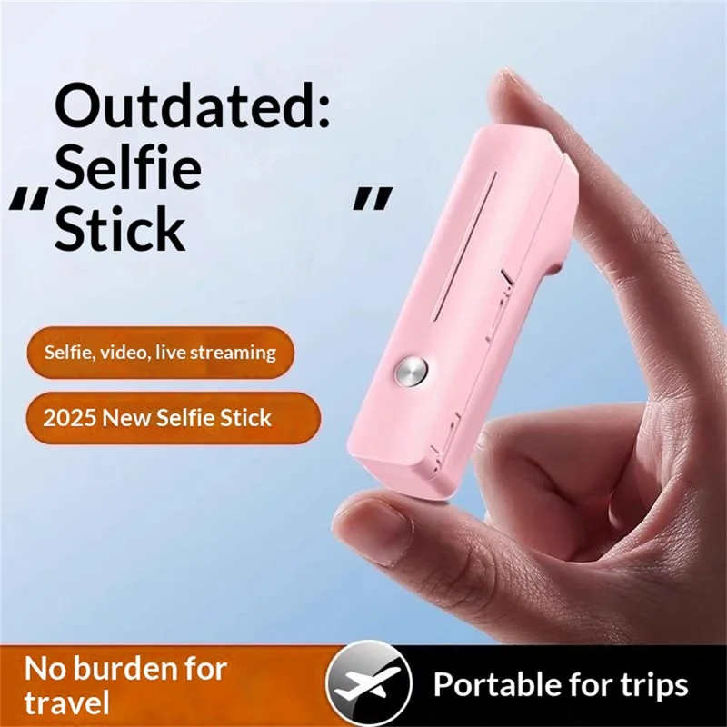 I6 Mini Bluetooth-Compatible Handheld Selfie Stick 360° Rotation Selfie Tool for Outdoor Photography - Pink