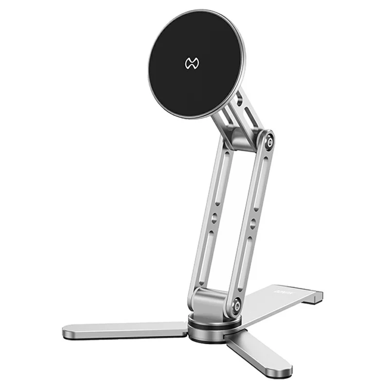 XUNDD XDHO-074 Multifunktionaler verstellbarer magnetischer Handyhalter für den Schreibtisch, faltbarer Aluminium-Halter - Silber