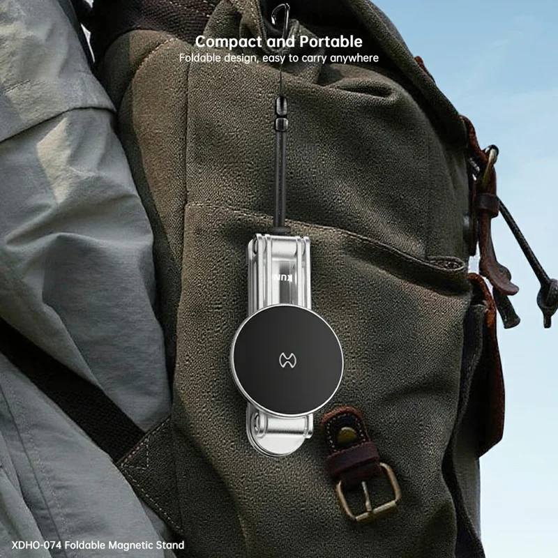 XUNDD XDHO-074 Multifunktionaler verstellbarer magnetischer Handyhalter für den Schreibtisch, faltbarer Aluminium-Halter - Silber