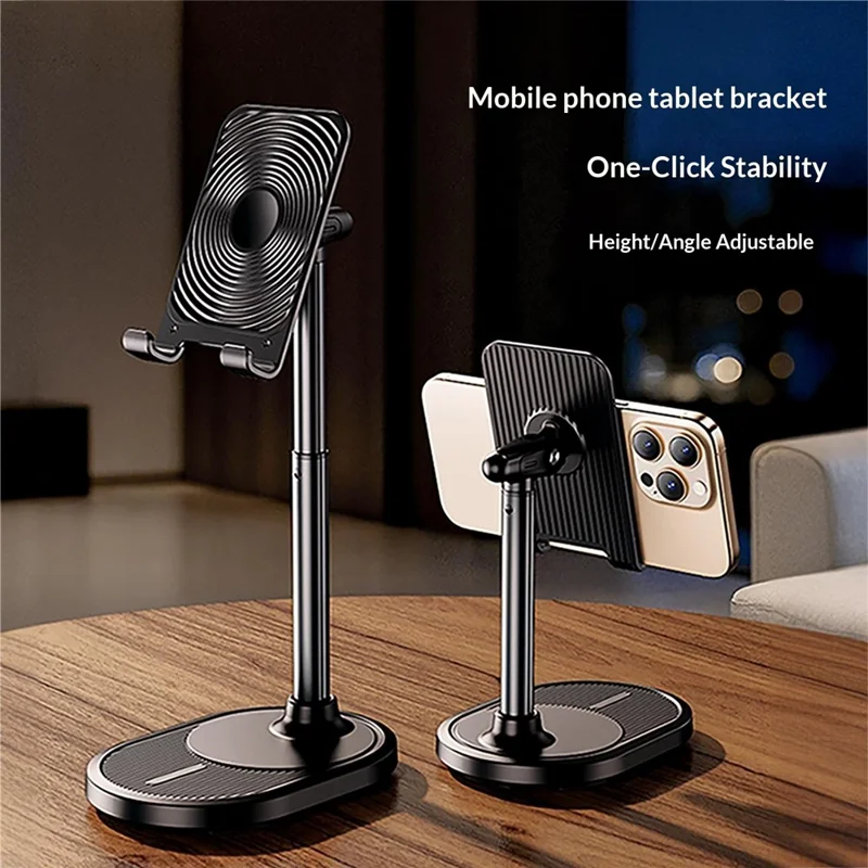 Suporte Ajustável para Telemóvel e Tablet T19, Altura e Ângulo Reguláveis, Suporte de Secretária para Ver Vídeos, Trabalho e Transmissões em Direto - Preto