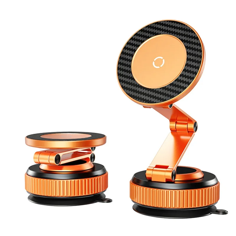 X69ZS Magnetic Car Phone Mount Vacuum Suction Cup Holder for Car Dashboard  /  Windshield 360 Rotation - Orange