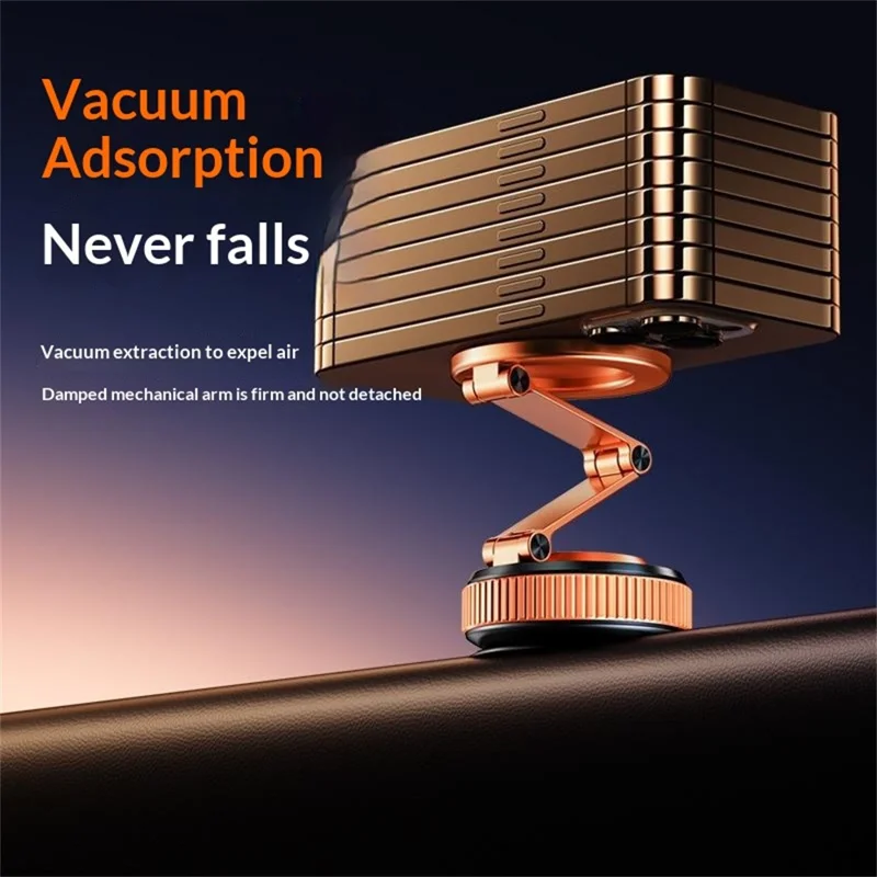 X69ZS Magnetic Car Phone Mount Vacuum Suction Cup Holder for Car Dashboard  /  Windshield 360 Rotation - Orange