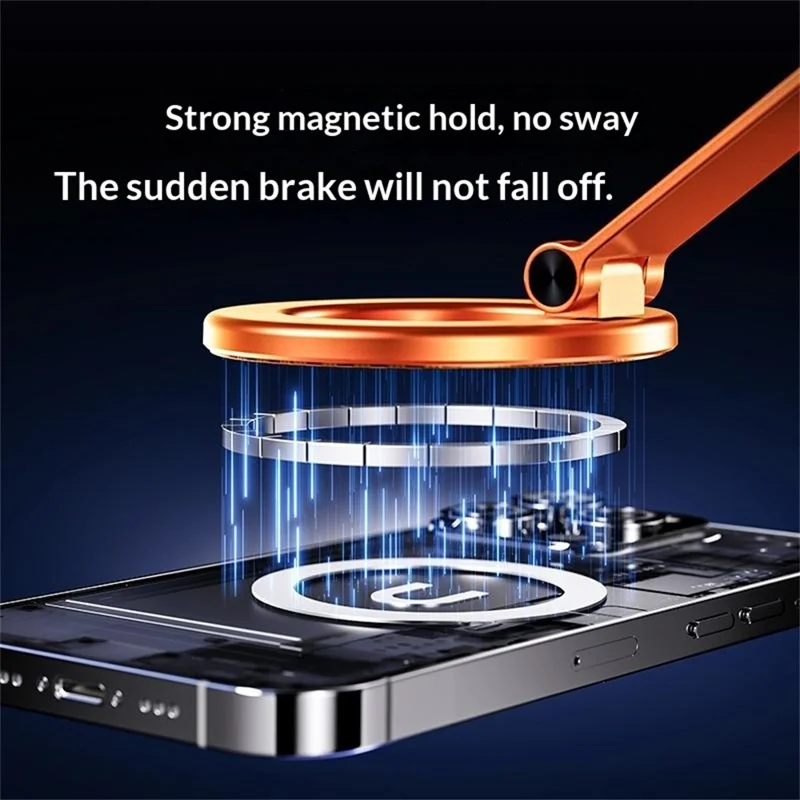 X69ZS Magnetic Car Phone Mount Vacuum Suction Cup Holder for Car Dashboard  /  Windshield 360 Rotation - Orange