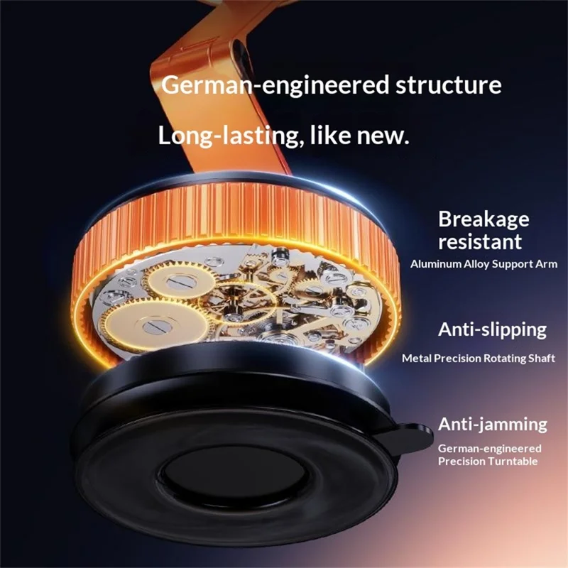 X69ZS Magnetic Car Phone Mount Vacuum Suction Cup Holder for Car Dashboard  /  Windshield 360 Rotation - Orange