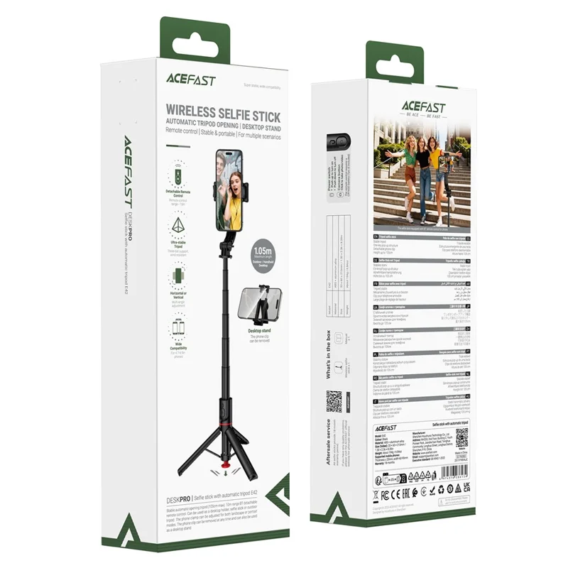 ACEFAST E42 Selfie Stick Bluetooth-Compatible Remote Control Auto Open Tripod Stand