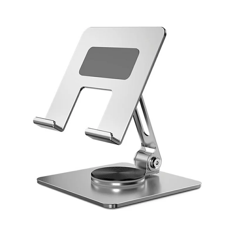 MT1342 360° Rotating Carbon Steel Desktop Foldable Phone Tablet Stand Dual Axis Adjustable Anti Slip Holder - Silver