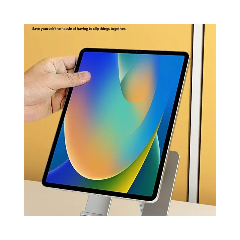 MT1342 360° Rotating Carbon Steel Desktop Foldable Phone Tablet Stand Dual Axis Adjustable Anti Slip Holder - Silver