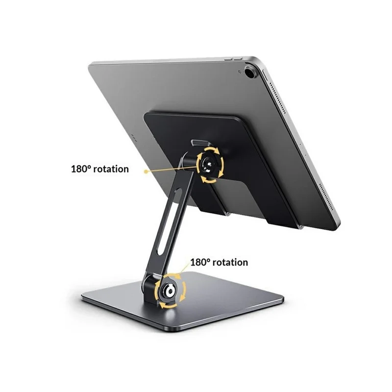MT1341 Carbon Steel Desktop Foldable Phone Tablet Stand Adjustable Height Anti Slip Stable Holder - Silver