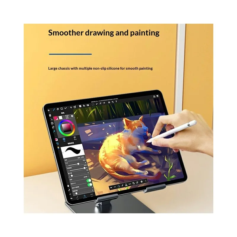 MT1341 Carbon Steel Desktop Foldable Phone Tablet Stand Adjustable Height Anti Slip Stable Holder - Silver