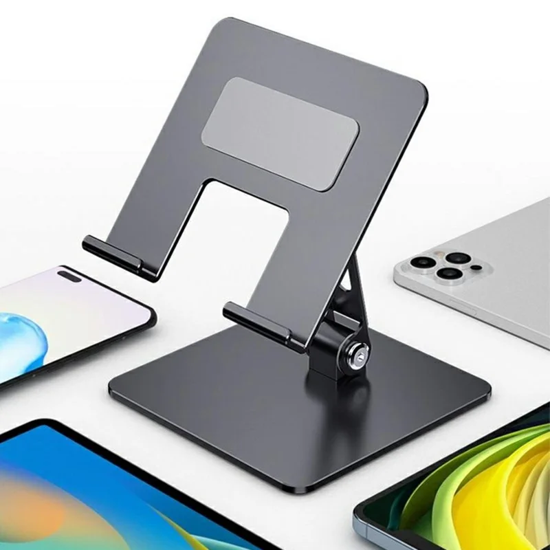 MT1341 Carbon Steel Desktop Foldable Phone Tablet Stand Adjustable Height Anti Slip Stable Holder - Silver