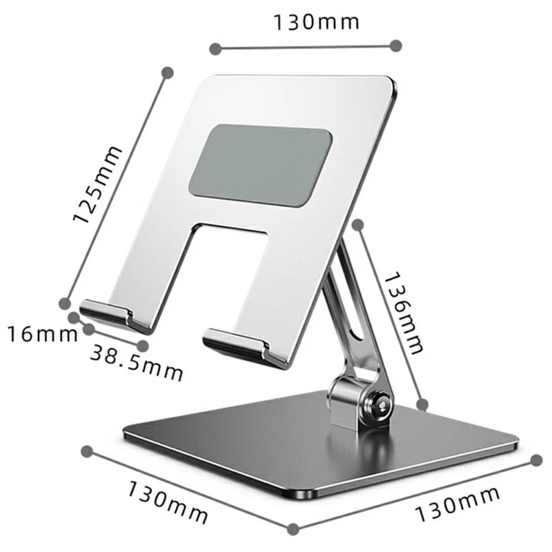MT1341 Carbon Steel Desktop Foldable Phone Tablet Stand Adjustable Height Anti Slip Stable Holder - Silver