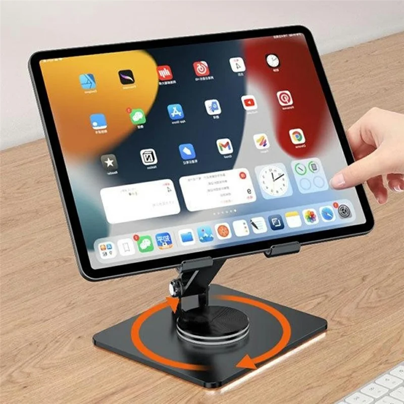 MT1312 360 Degree Rotating Carbon Steel Desktop Foldable Tablet Stand Dual Axis Adjustable Phone Holder - Grey