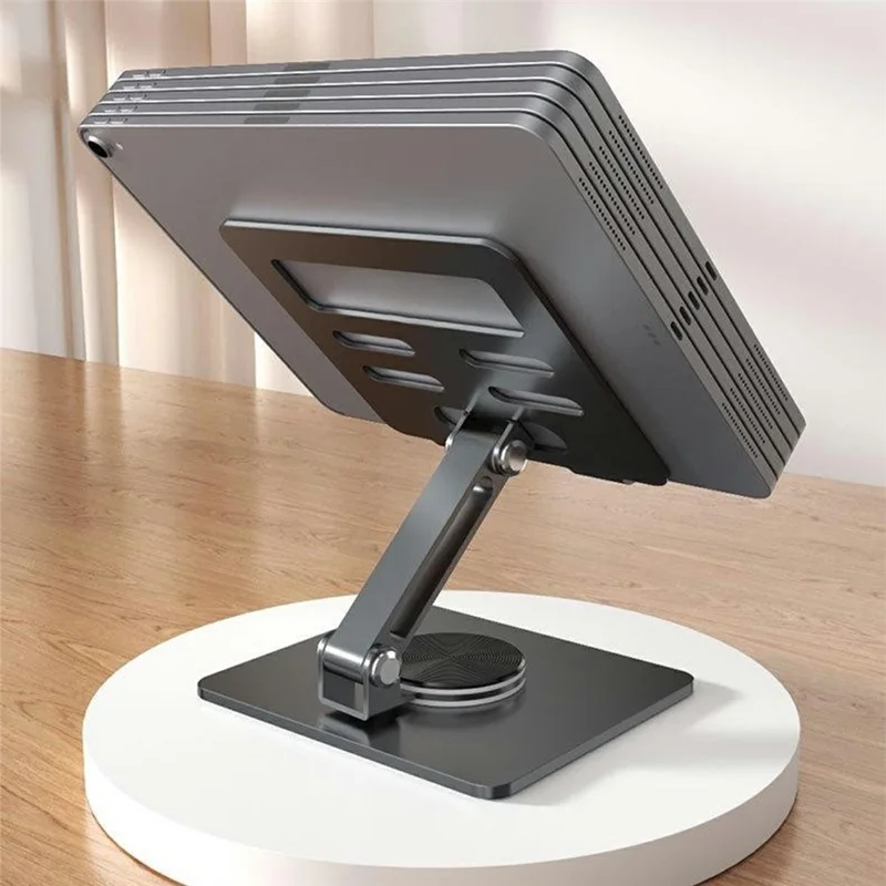 MT1312 360 Degree Rotating Carbon Steel Desktop Foldable Tablet Stand Dual Axis Adjustable Phone Holder - Grey