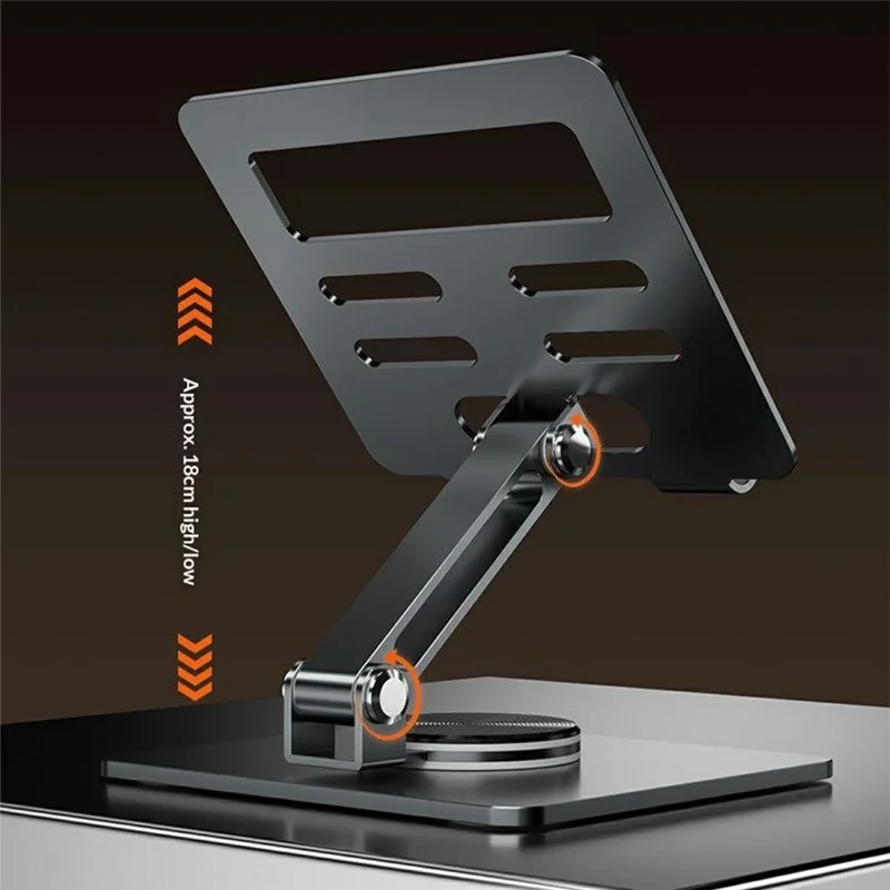MT1312 360 Degree Rotating Carbon Steel Desktop Foldable Tablet Stand Dual Axis Adjustable Phone Holder - Grey