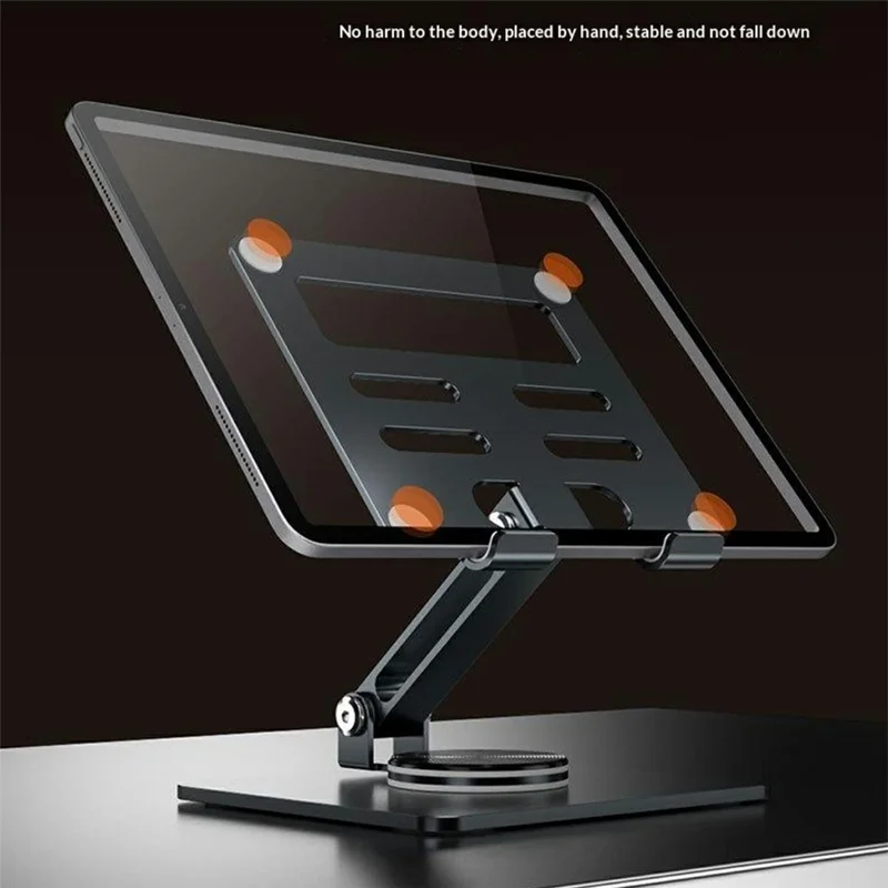 MT1312 360 Degree Rotating Carbon Steel Desktop Foldable Tablet Stand Dual Axis Adjustable Phone Holder - Grey