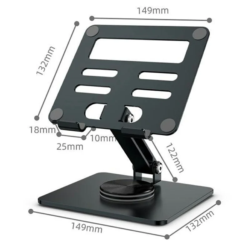 MT1312 360 Degree Rotating Carbon Steel Desktop Foldable Tablet Stand Dual Axis Adjustable Phone Holder - Grey